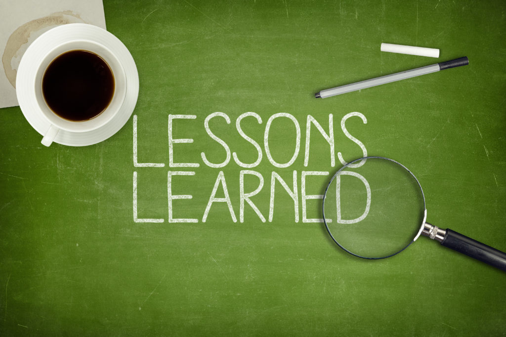 Lessons,Learned,Concept,On,Green,Blackboard,With,Coffee,Cupt,And
