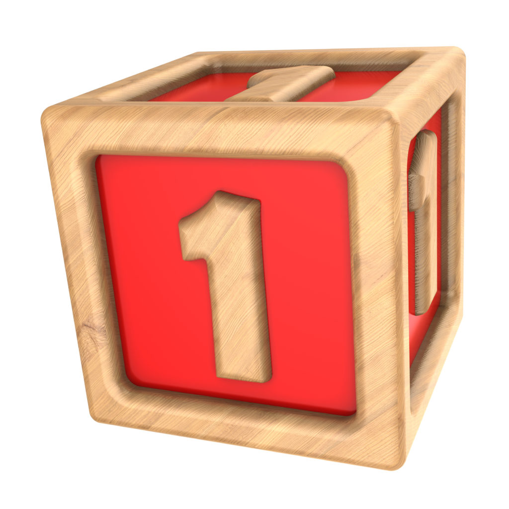 3d,Illustration,Of,Toy,Cube,With,Sign,'1',On,It