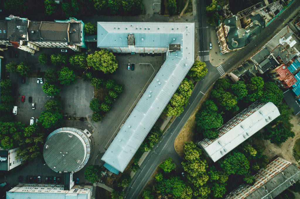 Aerial,View,On,Building,,Natural,Shape,Of,Number,Seven,,Natural