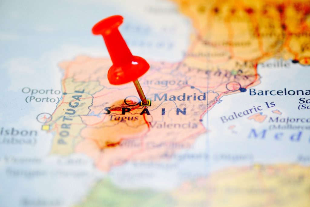 Map,Of,Spain,With,A,Red,Pin