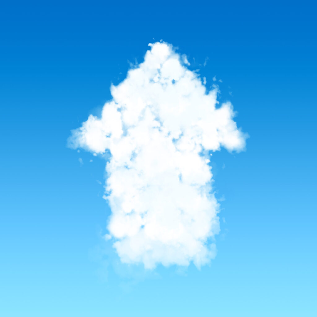 Cloud,In,Up,Arrow,Shape,On,Blue,Sky