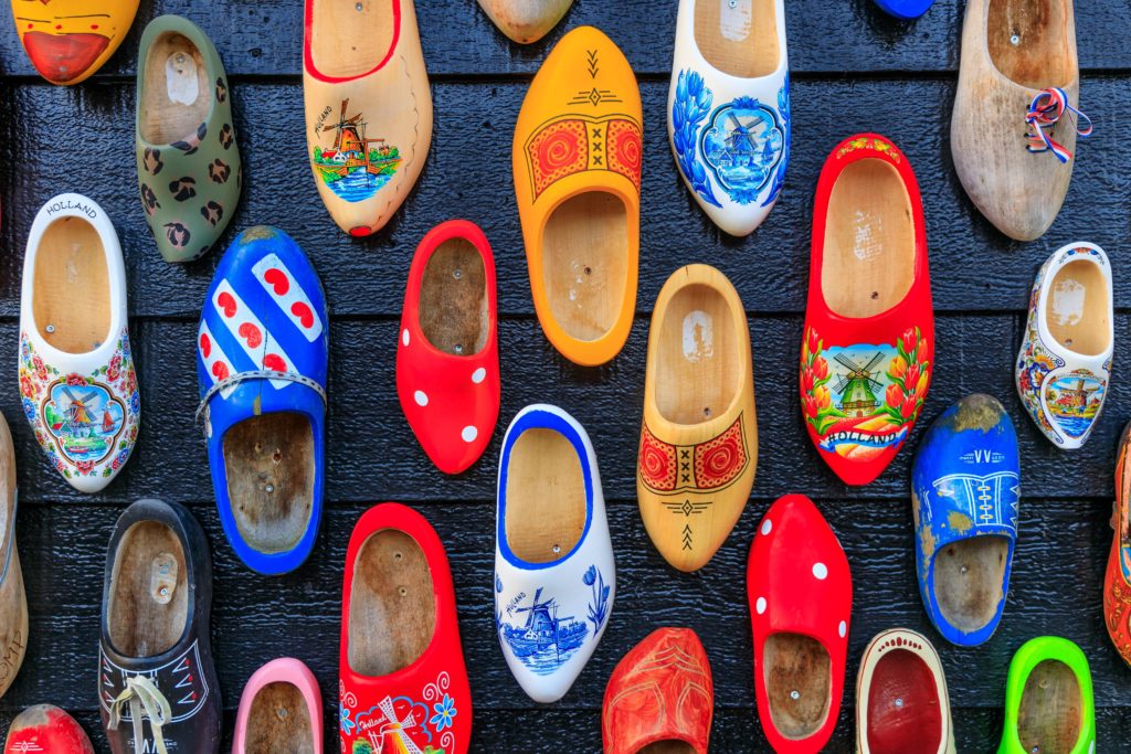 Zaanse,Schans,,Netherlands.,Traditional,Painted,Handmade,Dutch,Wooden,Clogs.