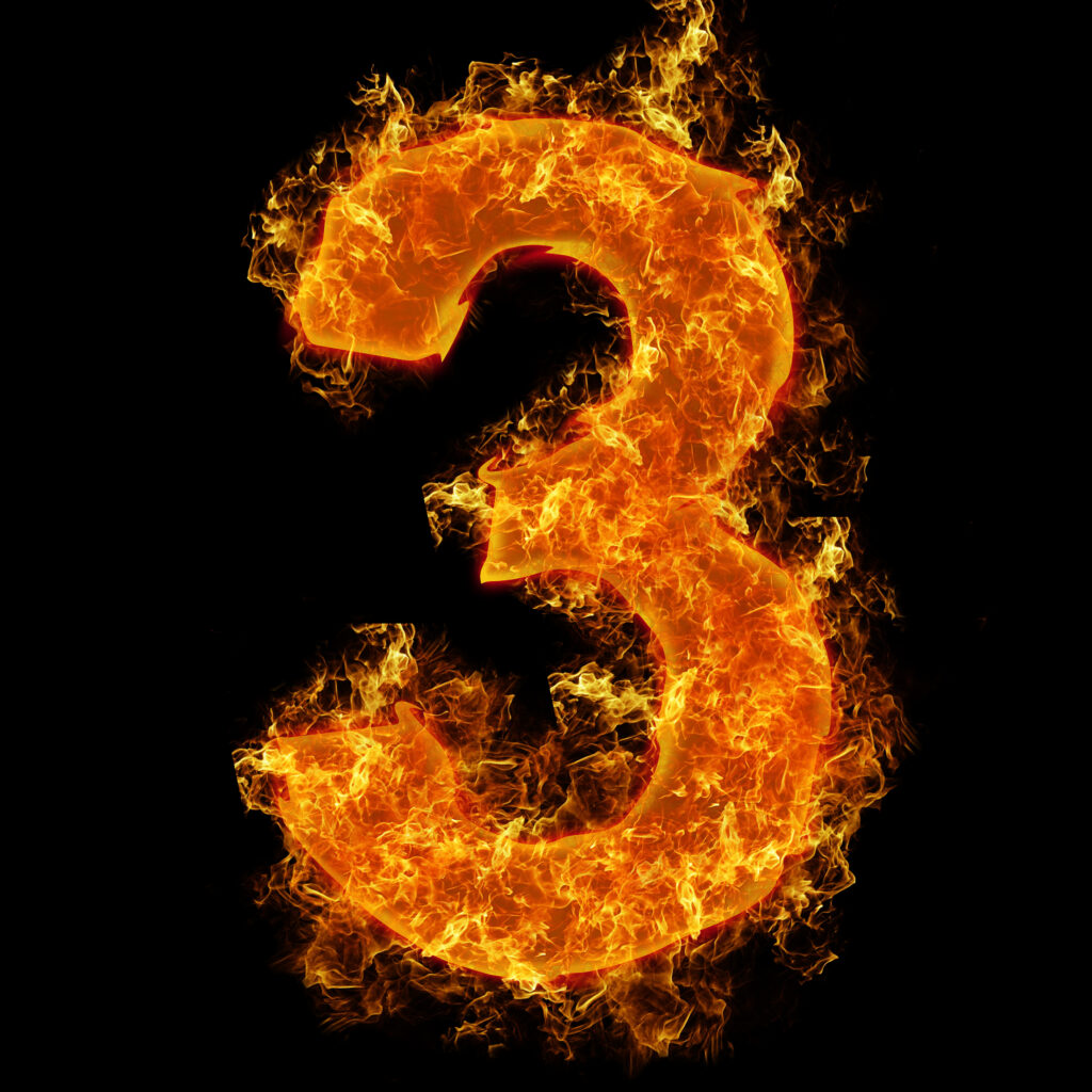 Fire,Number,3,On,A,Black,Background
