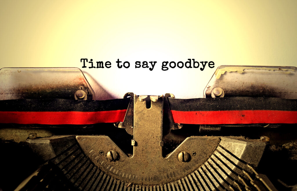 Time,To,Say,Goodbye,Typed,Words,On,A,Vintage,Typewriter