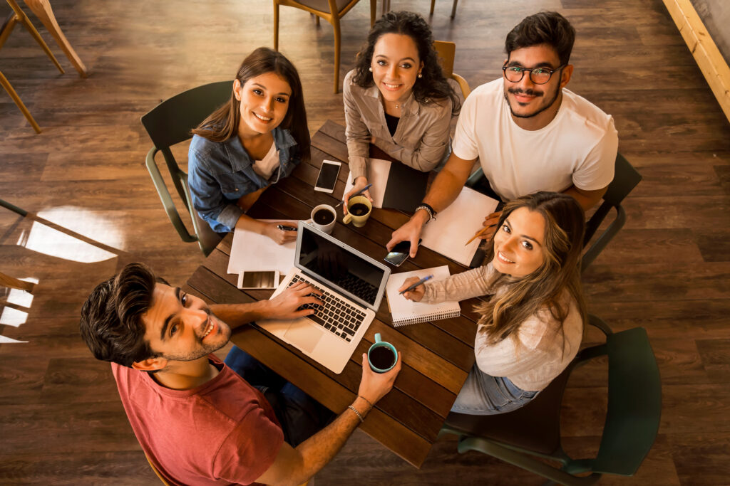 Group,Of,Friends,Studying,Together,For,Finals