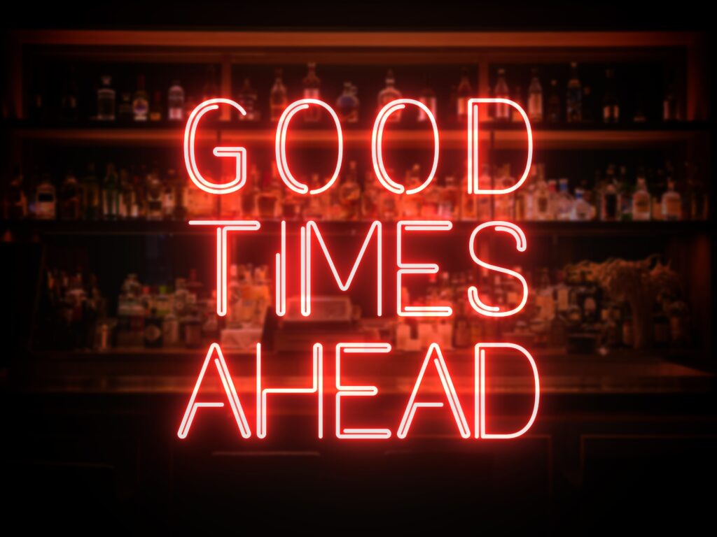 A,Red,Neon,Sign,-,Good,Times,Ahead,-,In