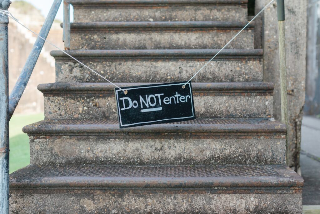 Do,Not,Enter,Sign,On,Cement,Staircase